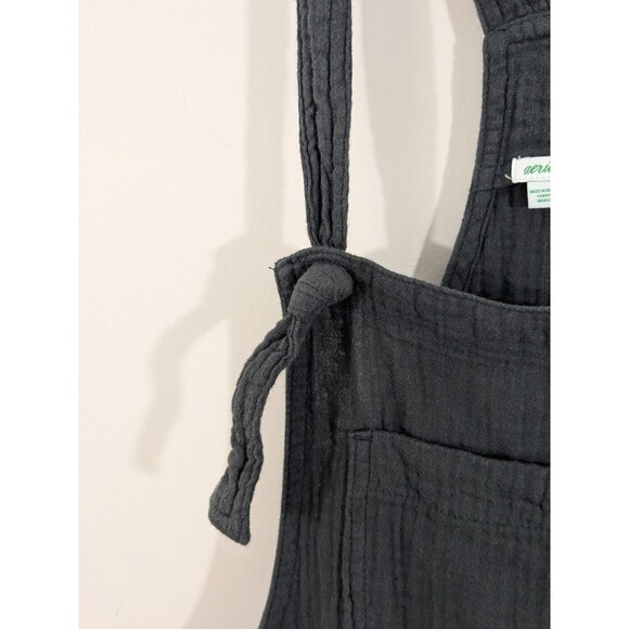 Aerie Lightweight Rolled Leg Gray Gauze Overalls Sz M Art Teacher Relaxed Fit - Picture 4 of 11